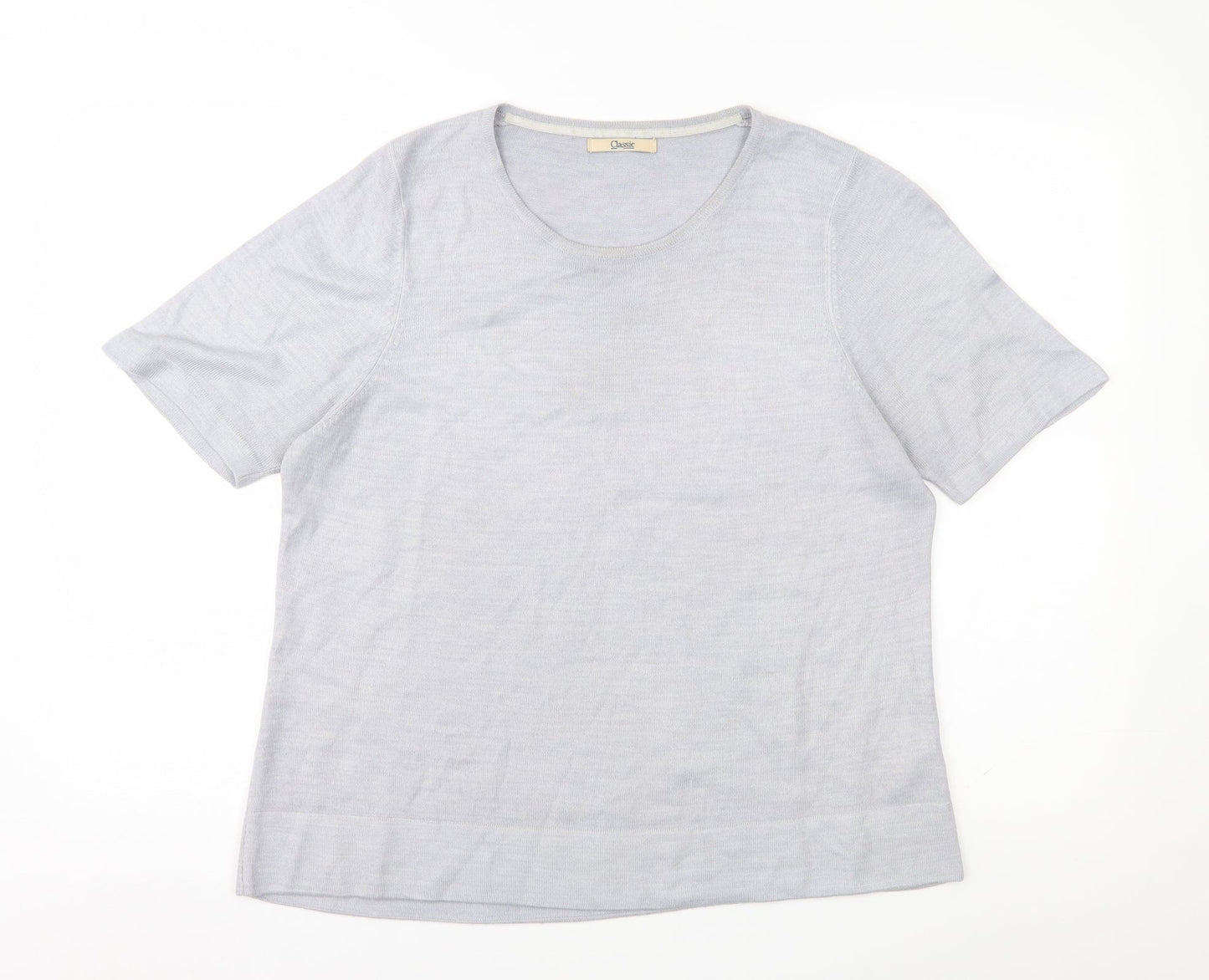 M&S Womens Grey  Jersey Basic T-Shirt Size 16