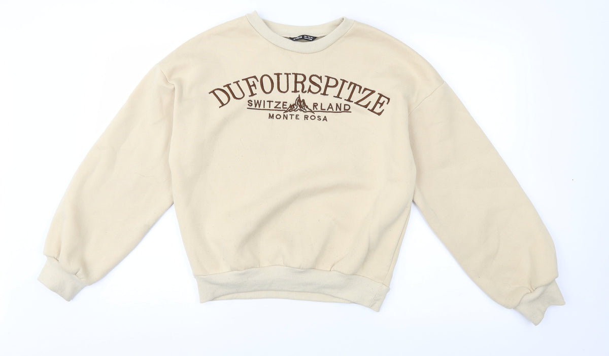 SHEIN SheInn Womens Beige  Jersey Pullover Sweatshirt Size 8