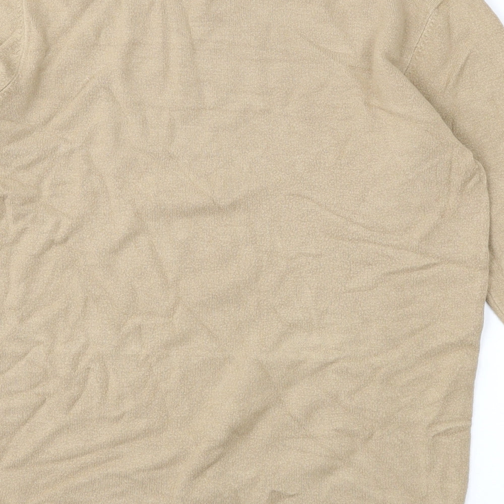 Womens UK Size 6 Zara Beige Basic T-Shirt