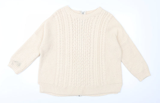 Warehouse Womens Ivory  Knit Full Zip Jumper Size L