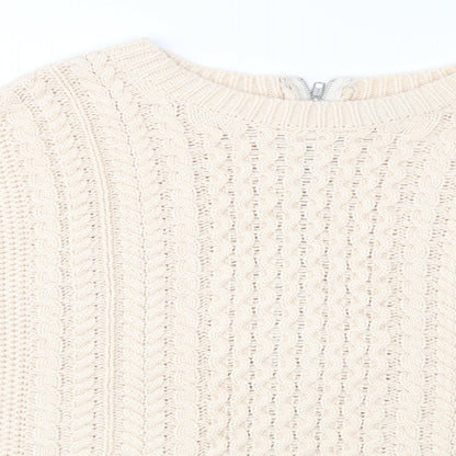 Warehouse Womens Ivory  Knit Full Zip Jumper Size L