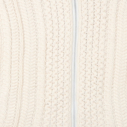 Warehouse Womens Ivory  Knit Full Zip Jumper Size L