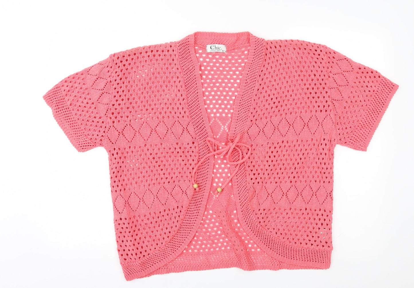 CHIC Womens Pink  Knit Cardigan Jumper Size XL