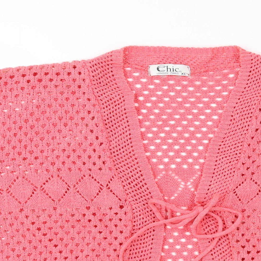 CHIC Womens Pink  Knit Cardigan Jumper Size XL