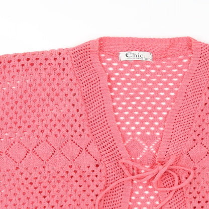 CHIC Womens Pink  Knit Cardigan Jumper Size XL