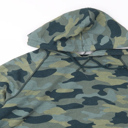 H&M Womens Green Camouflage Jersey Pullover Hoodie Size S  - Cropped