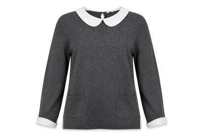 Front view of Papaya women’s grey jumper, size UK 10
