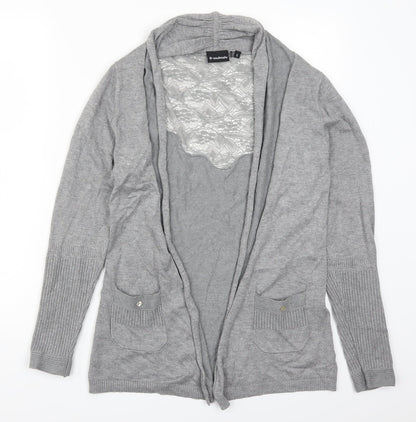 Soulmate Womens Grey  Lace Cardigan Jumper Size S