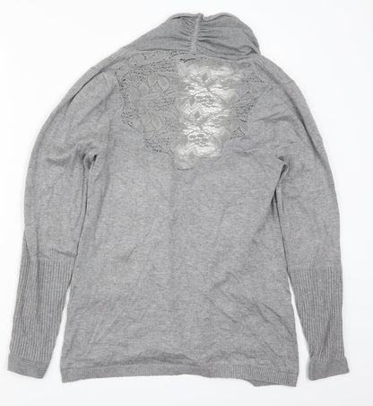 Soulmate Womens Grey  Lace Cardigan Jumper Size S