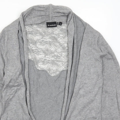 Soulmate Womens Grey  Lace Cardigan Jumper Size S