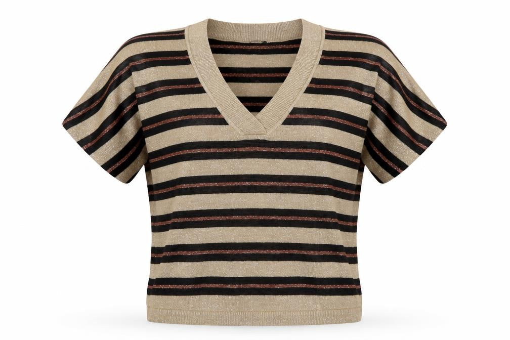 Next Womens Gold Striped  Pullover Jumper Size M