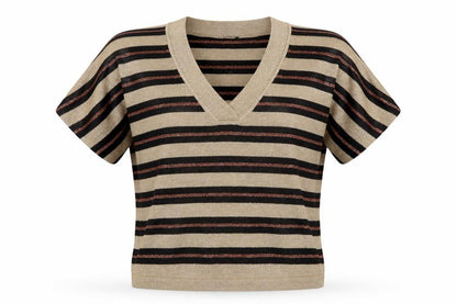 Next Womens Gold Striped  Pullover Jumper Size M
