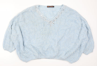 QED London Womens Blue  Knit Pullover Jumper Size L