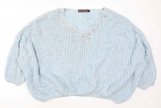 QED London Womens Blue  Knit Pullover Jumper Size L