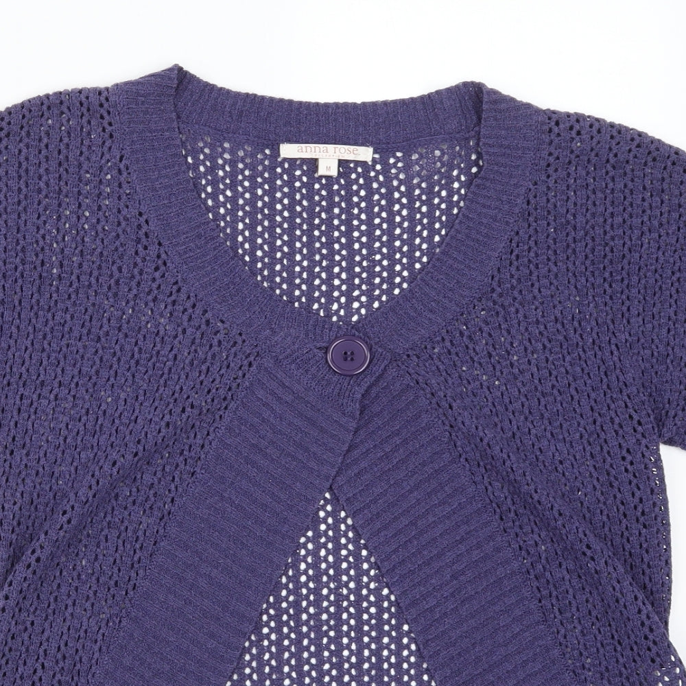 Anna Rose Womens Purple  Knit Cardigan Jumper Size M