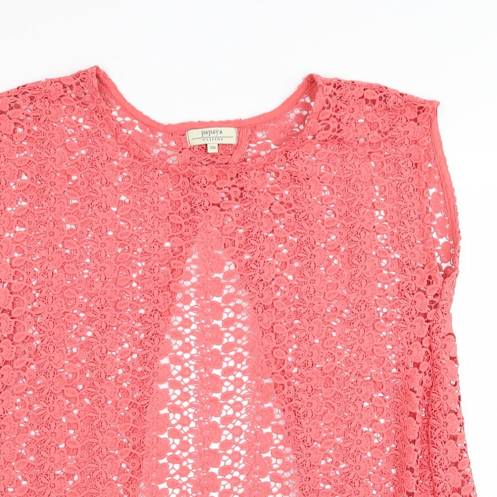 Papaya Womens Pink Floral  Basic T-Shirt Size 10