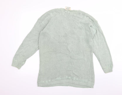 knitwear collection Womens Green Floral  Pullover Jumper One Size
