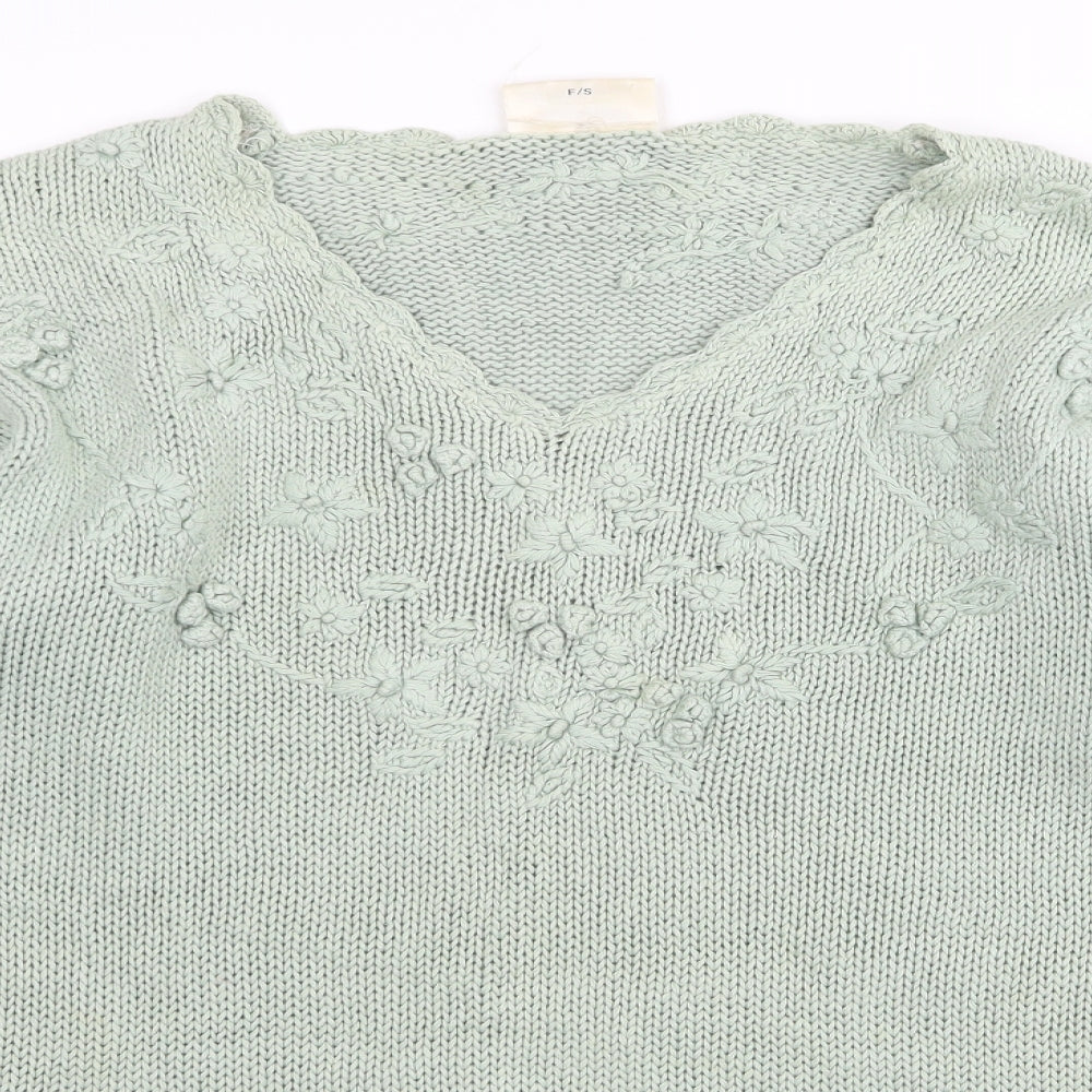 knitwear collection Womens Green Floral  Pullover Jumper One Size