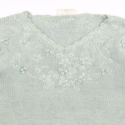 knitwear collection Womens Green Floral  Pullover Jumper One Size