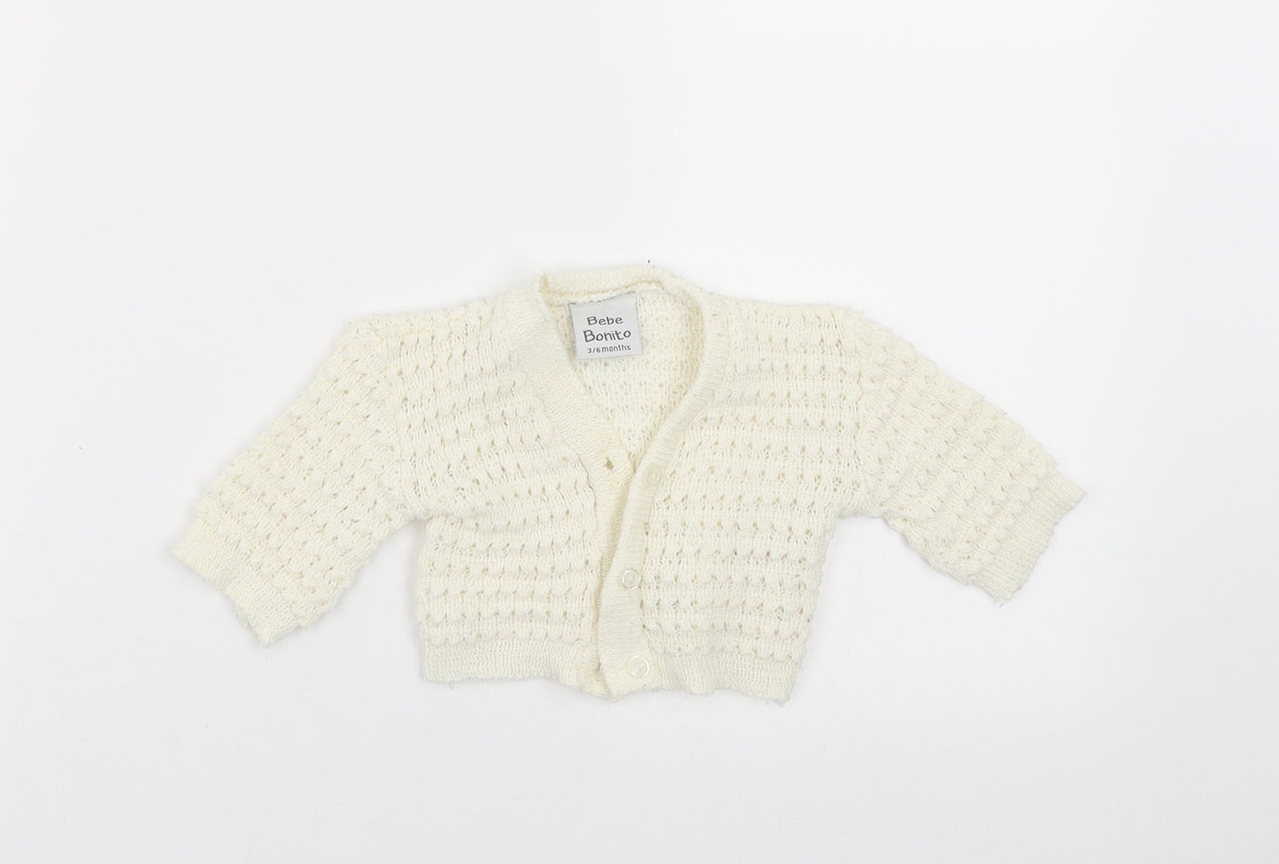 Bebe Bonito Girls White   Cardigan Jumper Size 3-6 Months