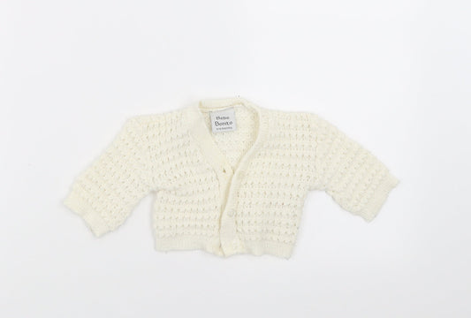 Bebe Bonito Girls White   Cardigan Jumper Size 3-6 Months