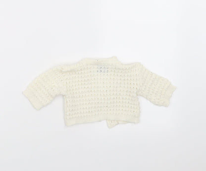 Bebe Bonito Girls White   Cardigan Jumper Size 3-6 Months