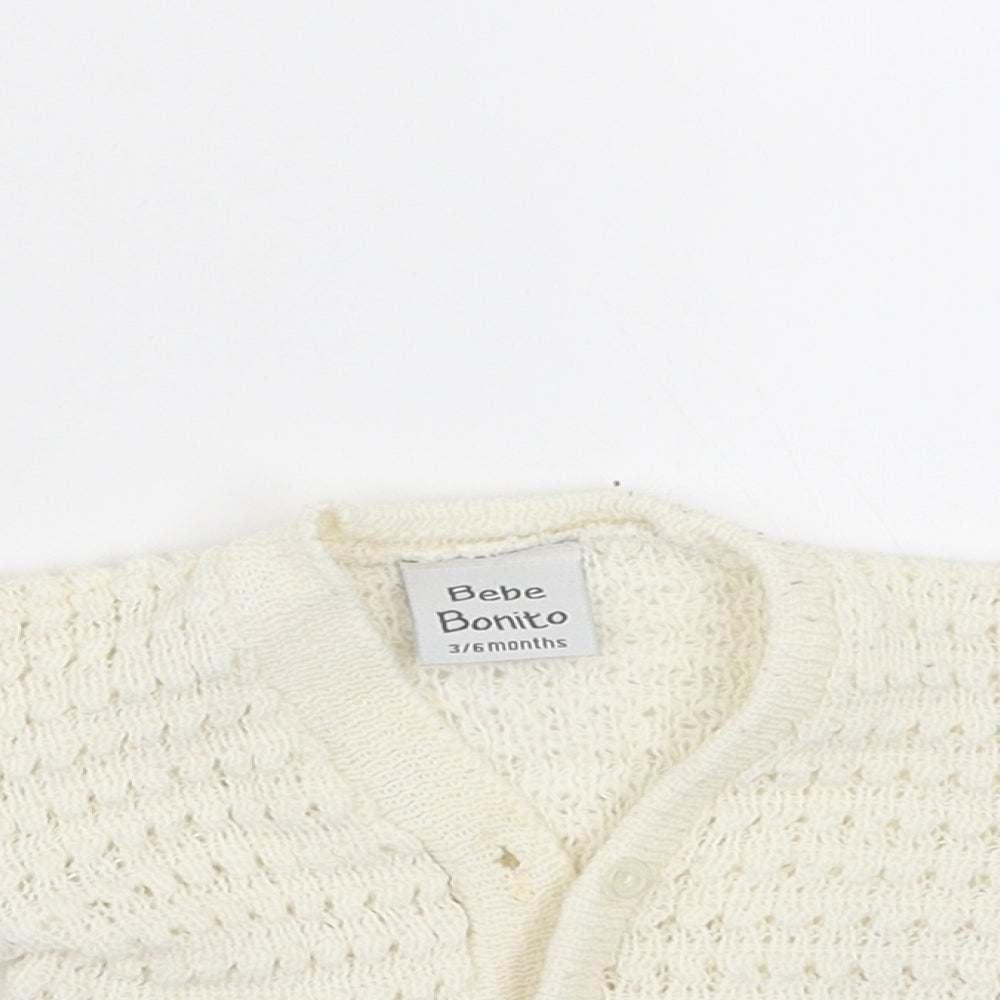 Bebe Bonito Girls White   Cardigan Jumper Size 3-6 Months
