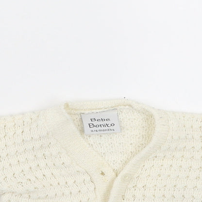 Bebe Bonito Girls White   Cardigan Jumper Size 3-6 Months