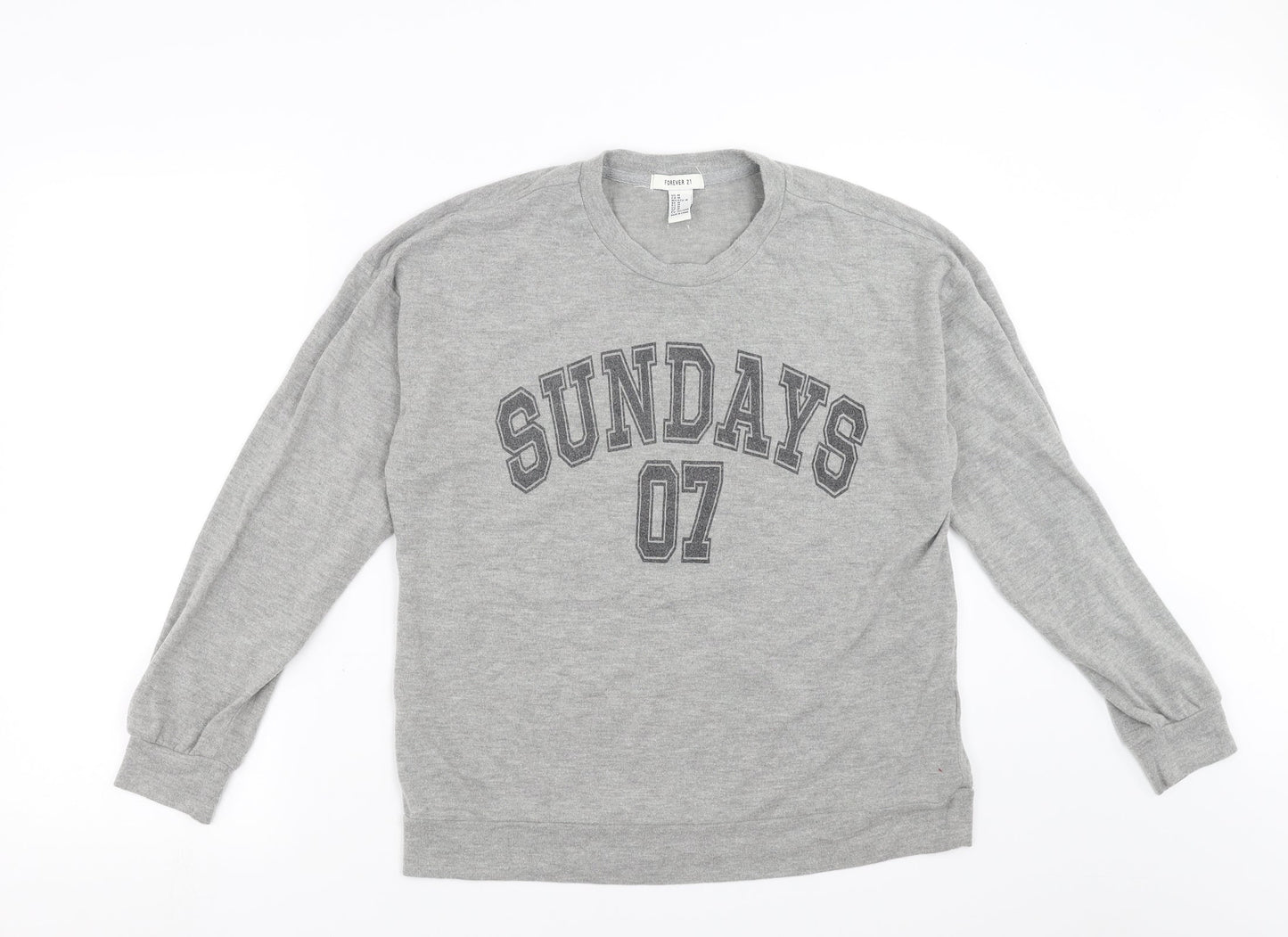 Womens UK Size M FOREVER 21 Grey Pullover Sweatshirt