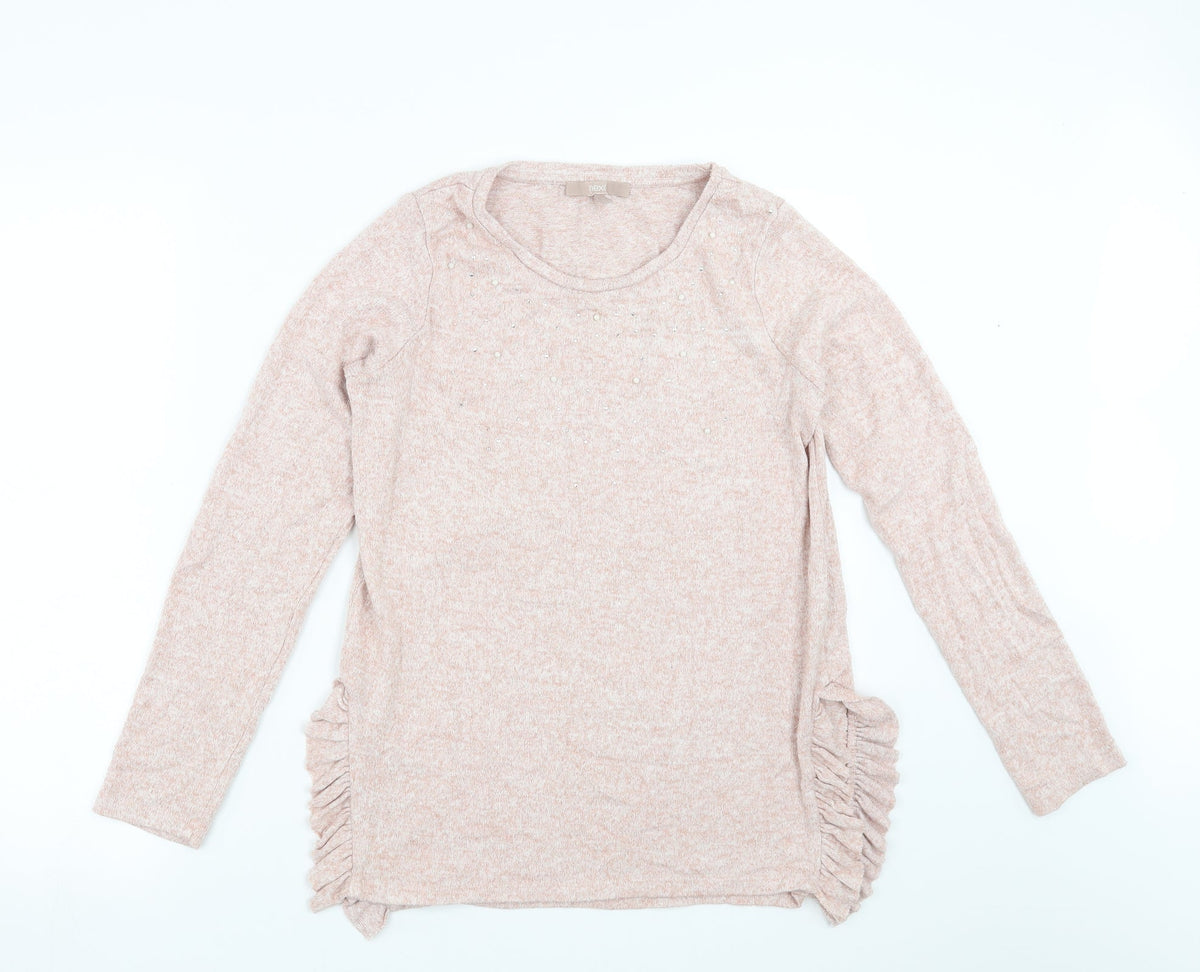 Next Womens Pink   Pullover Jumper Size 12  - beaded detail