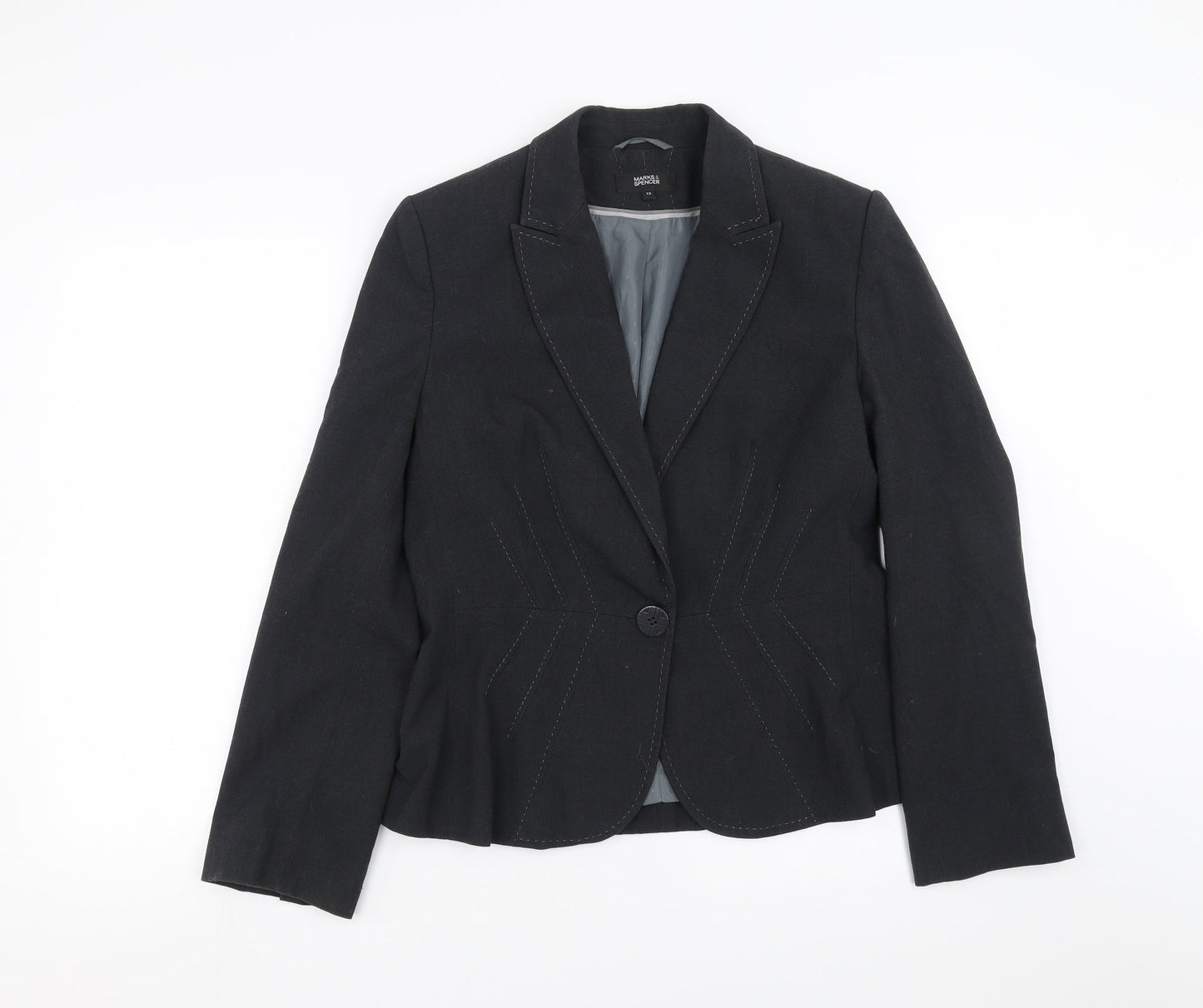 Marks and Spencer Womens Grey   Jacket Suit Jacket Size 12