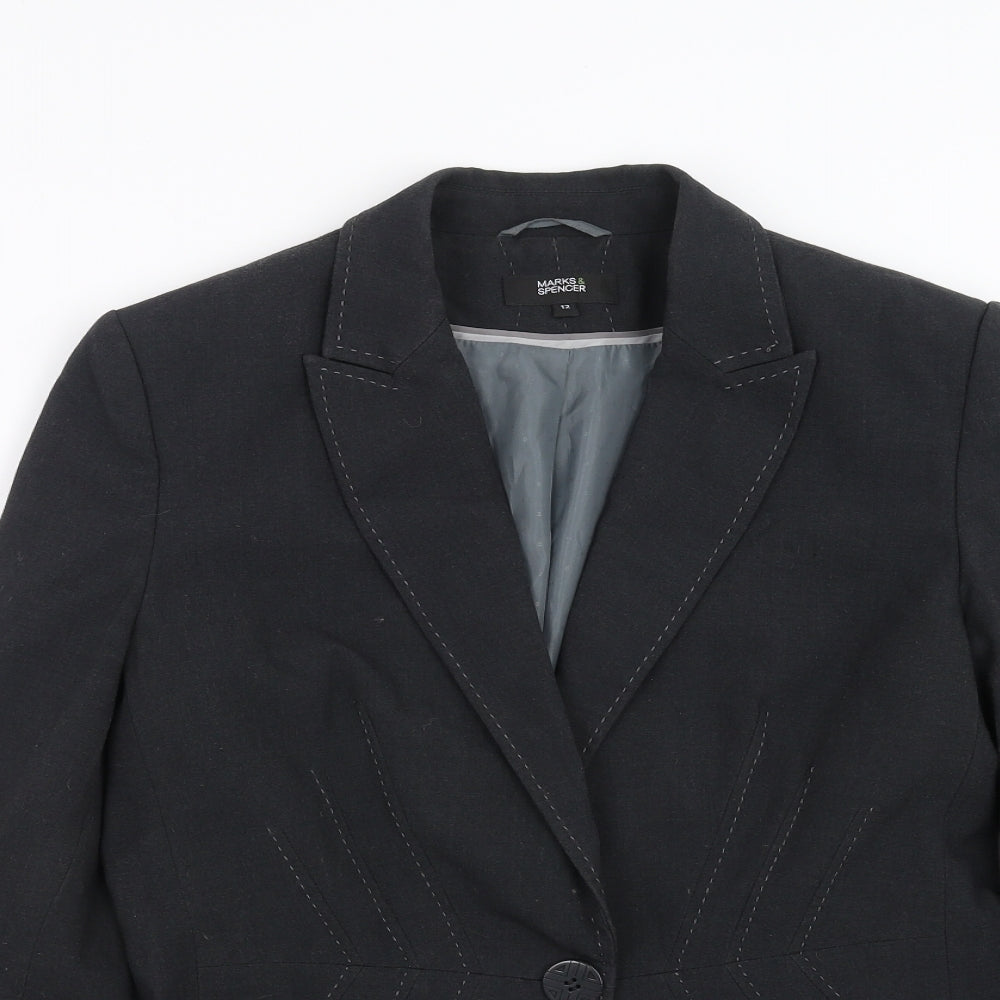 Marks and Spencer Womens Grey   Jacket Suit Jacket Size 12