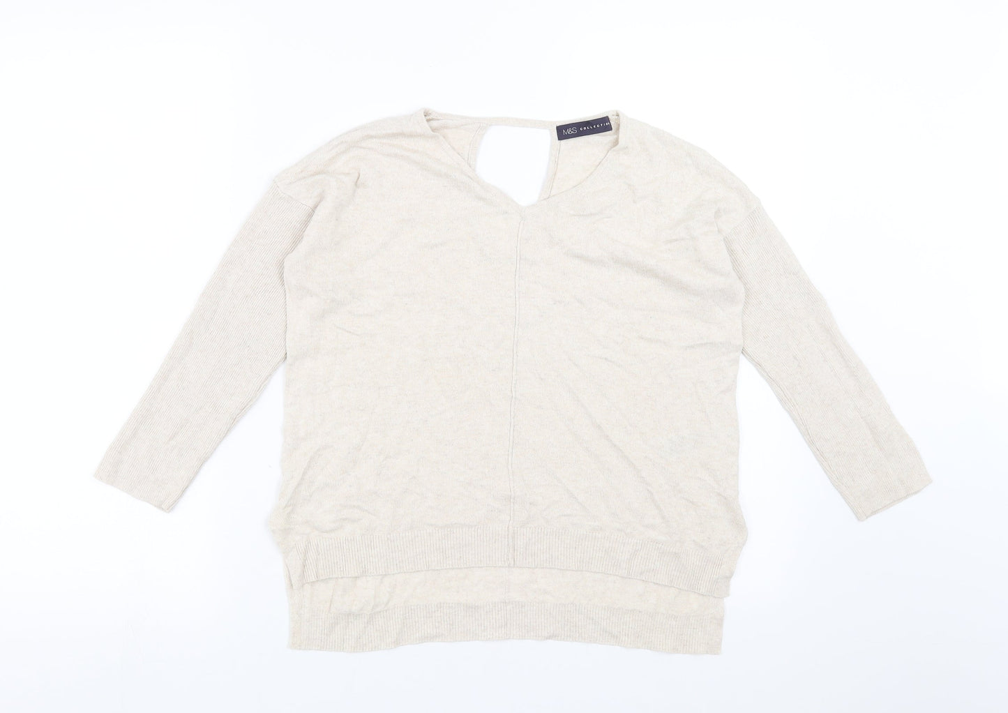 Marks and Spencer Womens Beige  Knit Pullover Jumper Size 8