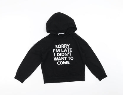 SheIn Girls Black   Pullover Hoodie Size 8 Years  - sorry im late i didnt want to come