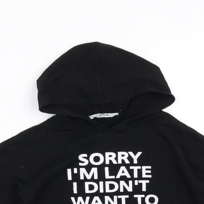 SheIn Girls Black   Pullover Hoodie Size 8 Years  - sorry im late i didnt want to come