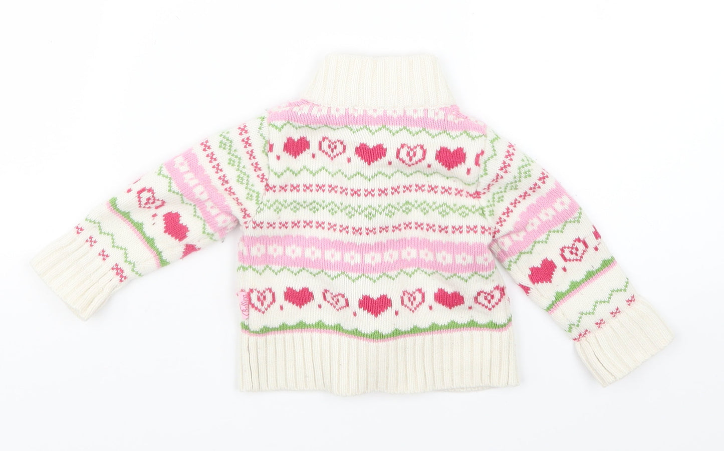 Miss Bellina Girls White Geometric Knit Jacket Coatigan Size 3-6 Months
