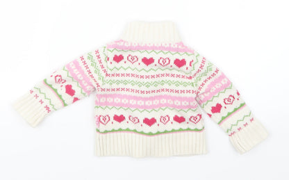 Miss Bellina Girls White Geometric Knit Jacket Coatigan Size 3-6 Months