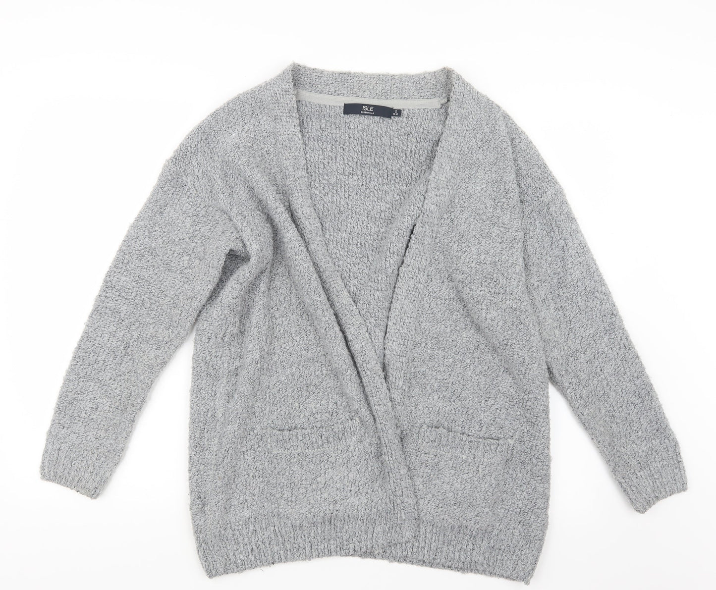 Isle Womens Grey  Knit Cardigan Jumper Size 10