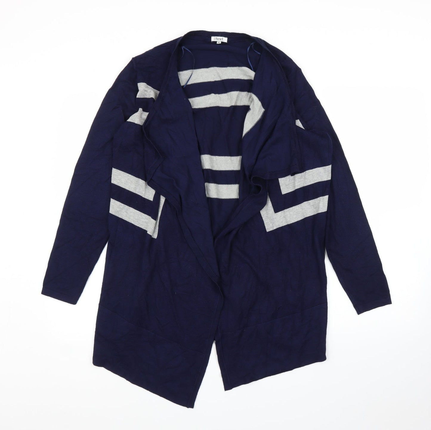 Text Womens Blue Striped  Cardigan Jumper Size M
