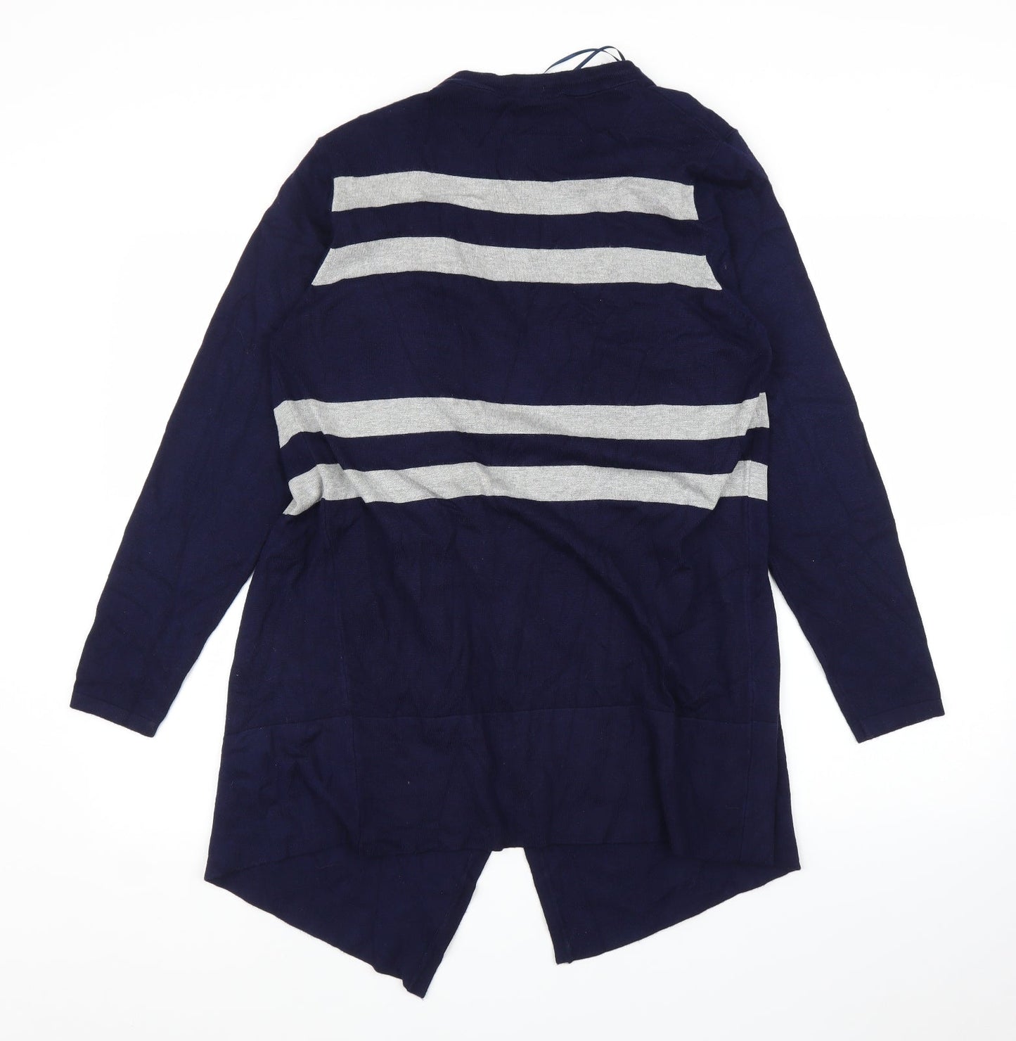 Text Womens Blue Striped  Cardigan Jumper Size M
