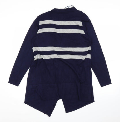 Text Womens Blue Striped  Cardigan Jumper Size M