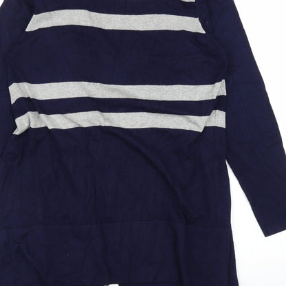 Text Womens Blue Striped  Cardigan Jumper Size M