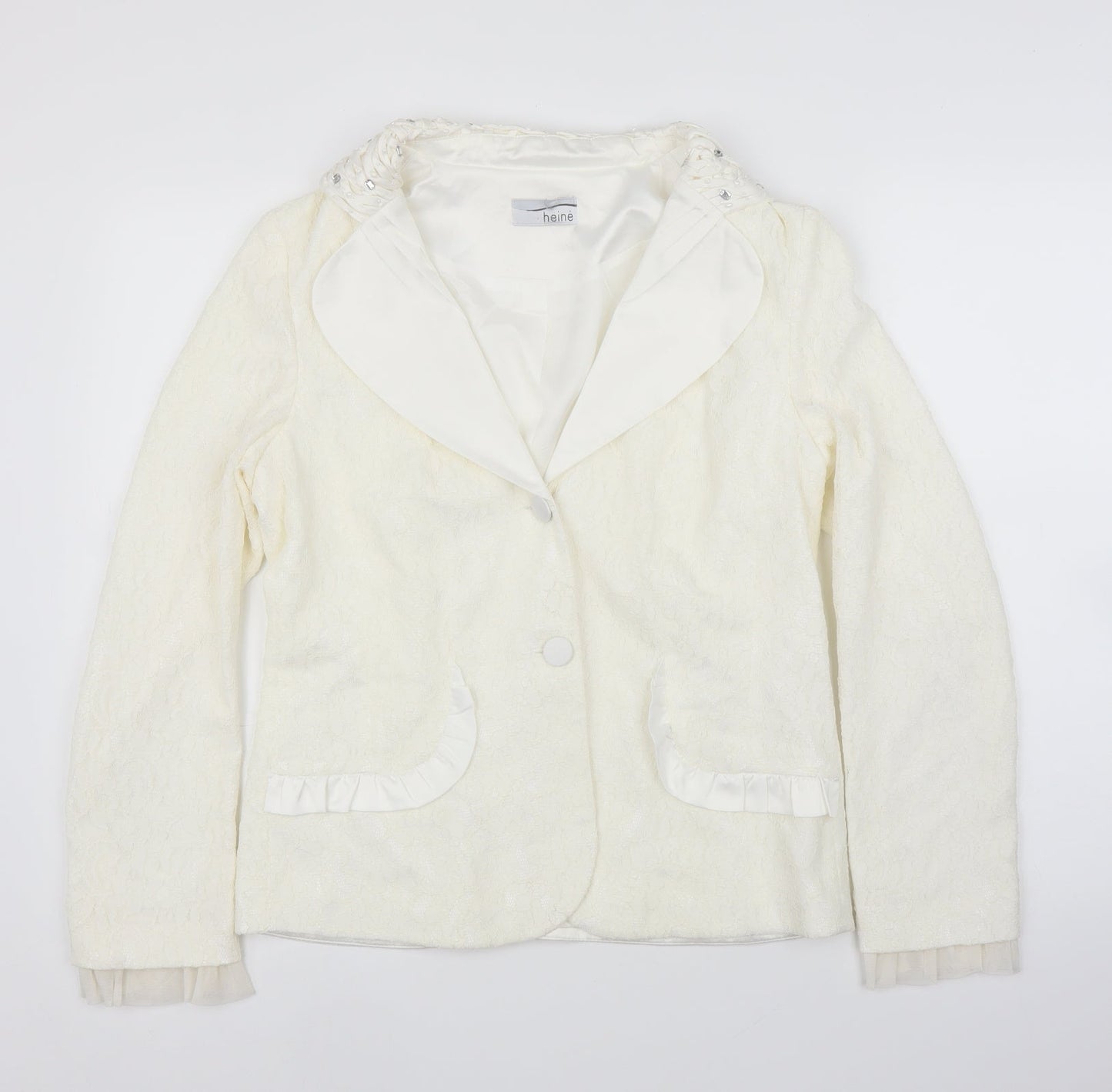 HEINE Womens Ivory Floral  Cardigan Jumper Size 14