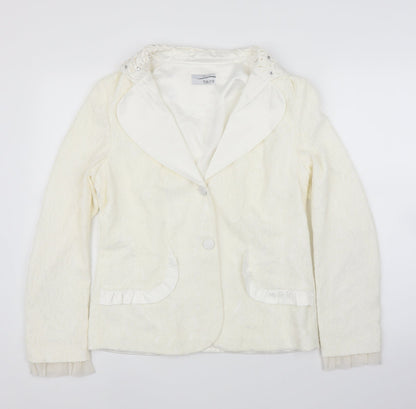 HEINE Womens Ivory Floral  Cardigan Jumper Size 14
