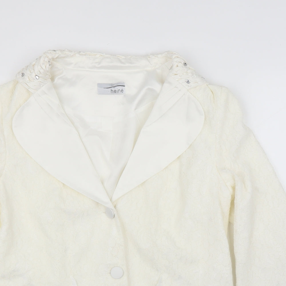 HEINE Womens Ivory Floral  Cardigan Jumper Size 14