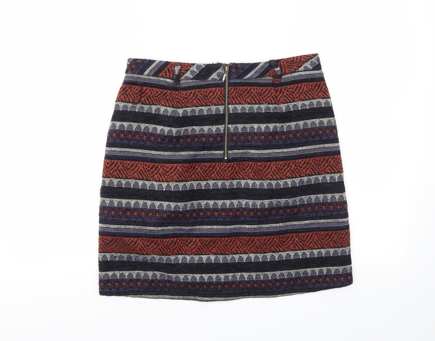 M&S Womens Blue Argyle/Diamond  A-Line Skirt Size 8