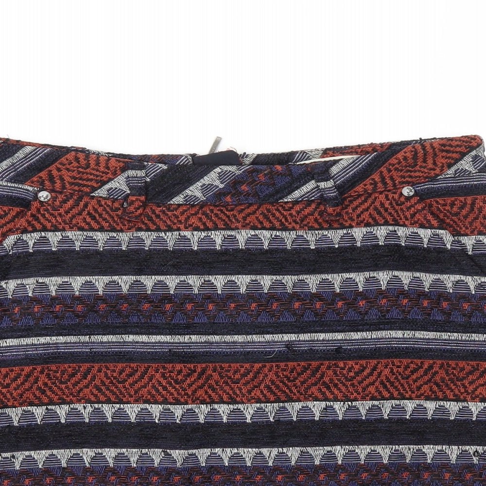 M&S Womens Blue Argyle/Diamond  A-Line Skirt Size 8