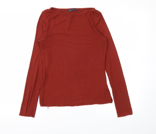 M&S Womens Brown   Basic T-Shirt Size 8