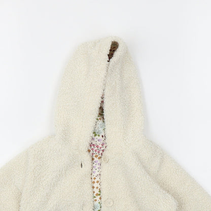Close-up detail of Marks & Spencer girls’ ivory animal print basic jacket jacket, size 12, months