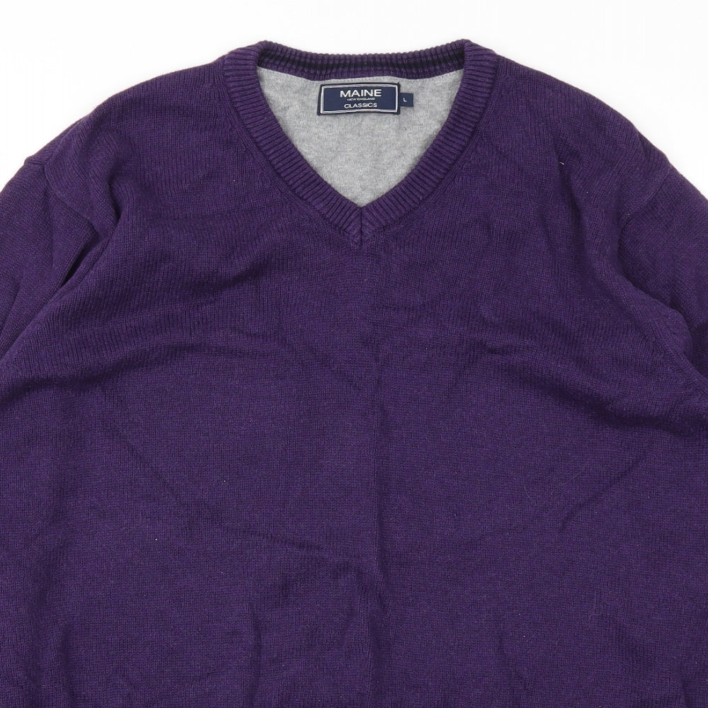Mens UK Size L Maine Purple Pullover Sweatshirt